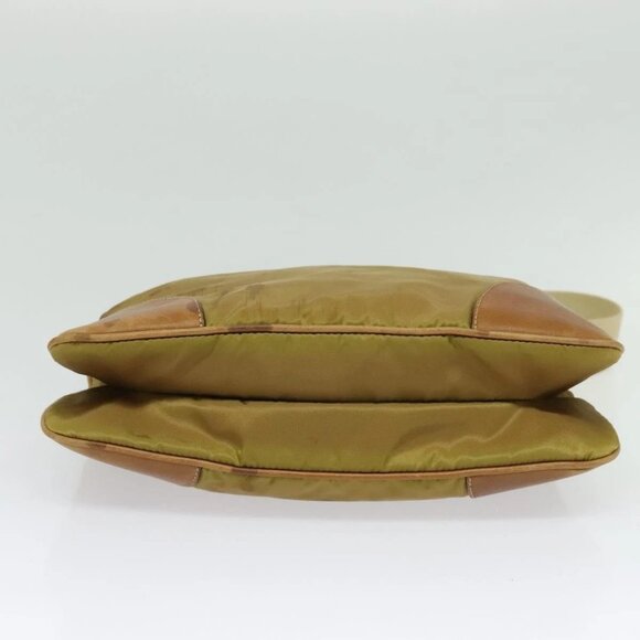 PRADA Shoulder Bag Nylon Leather Beige Gold Auth 140625 - Picture 6 of 16